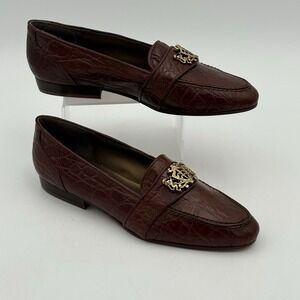 Talbots Made in Italy Leather Loafers 5.5M Brown Crest Bit Slip On Vintage NWOB